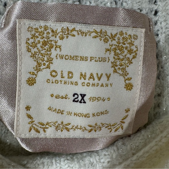 Old Navy Y2K Lamb’s Wool Silk Cozy Sweater Off White metallic - Picture 7 of 9